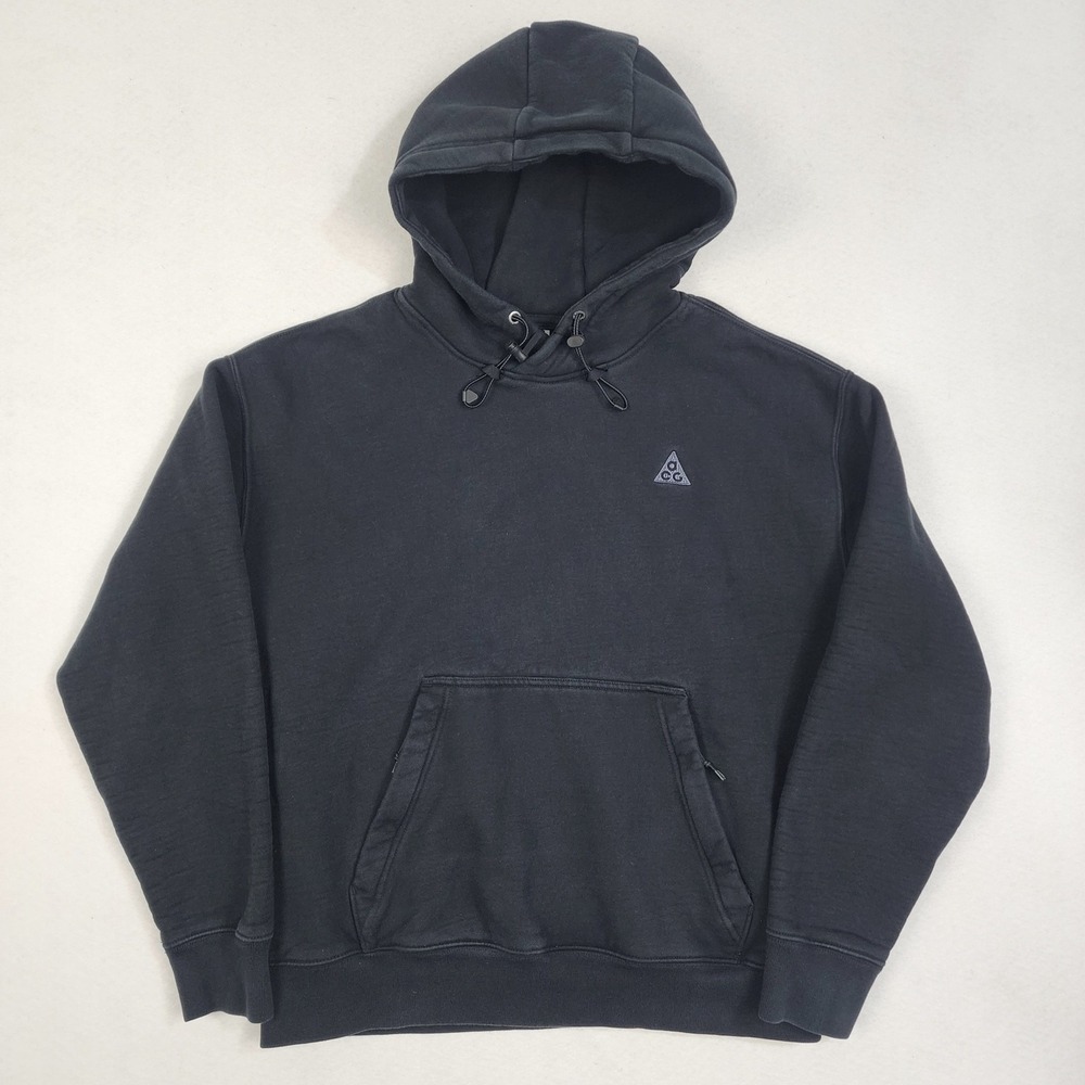 Nike ACG Tuff Fleece Hoodie Mens Medium Black Fleece Lined Triangle Logo Pockets